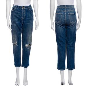 Current/Elliott Mid-Rise Straight Leg Distressed Ankle Jeans, Size 29